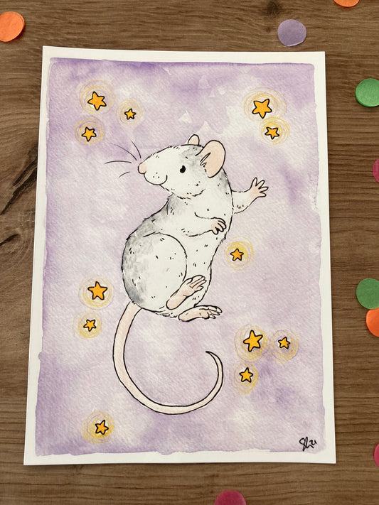 Joy | Cute Rat Art Print | Roan Rat Artwork