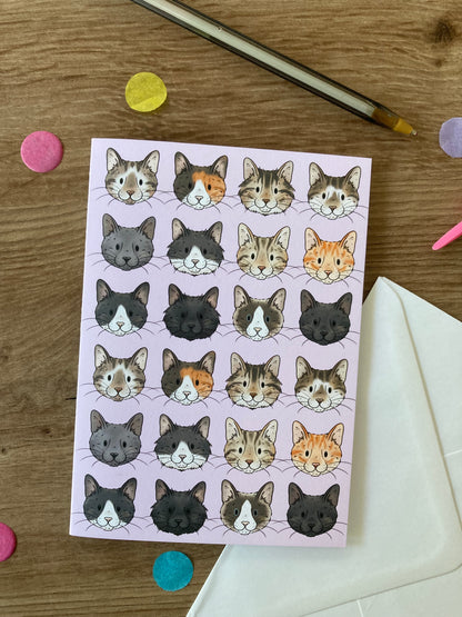Cat Faces | Cute Cat greeting Card | Cat Gift