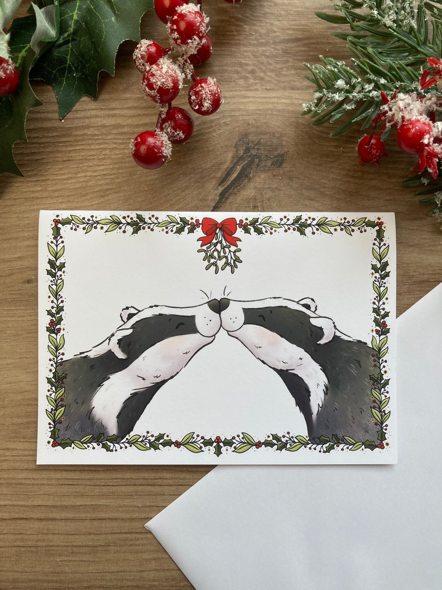 Badger Kisses | Cute Kissing Badger Christmas Card