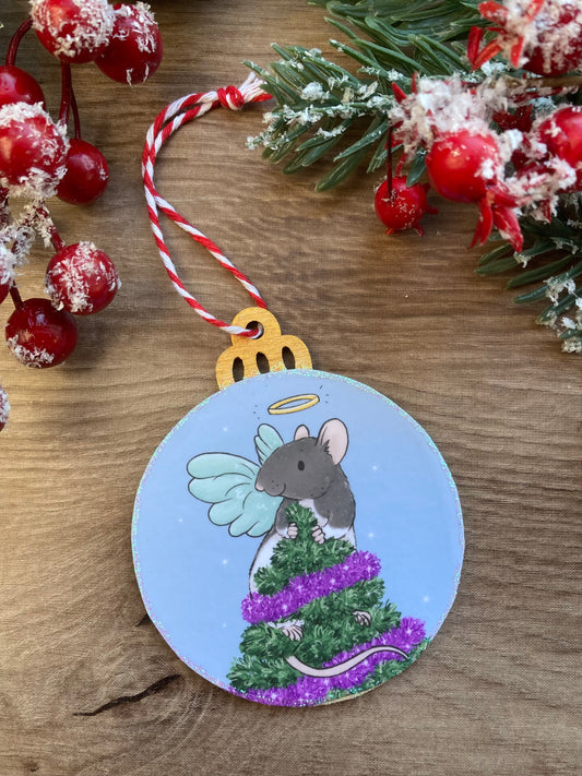 Ratty Angel | Cute Rat Christmas Tree Bauble