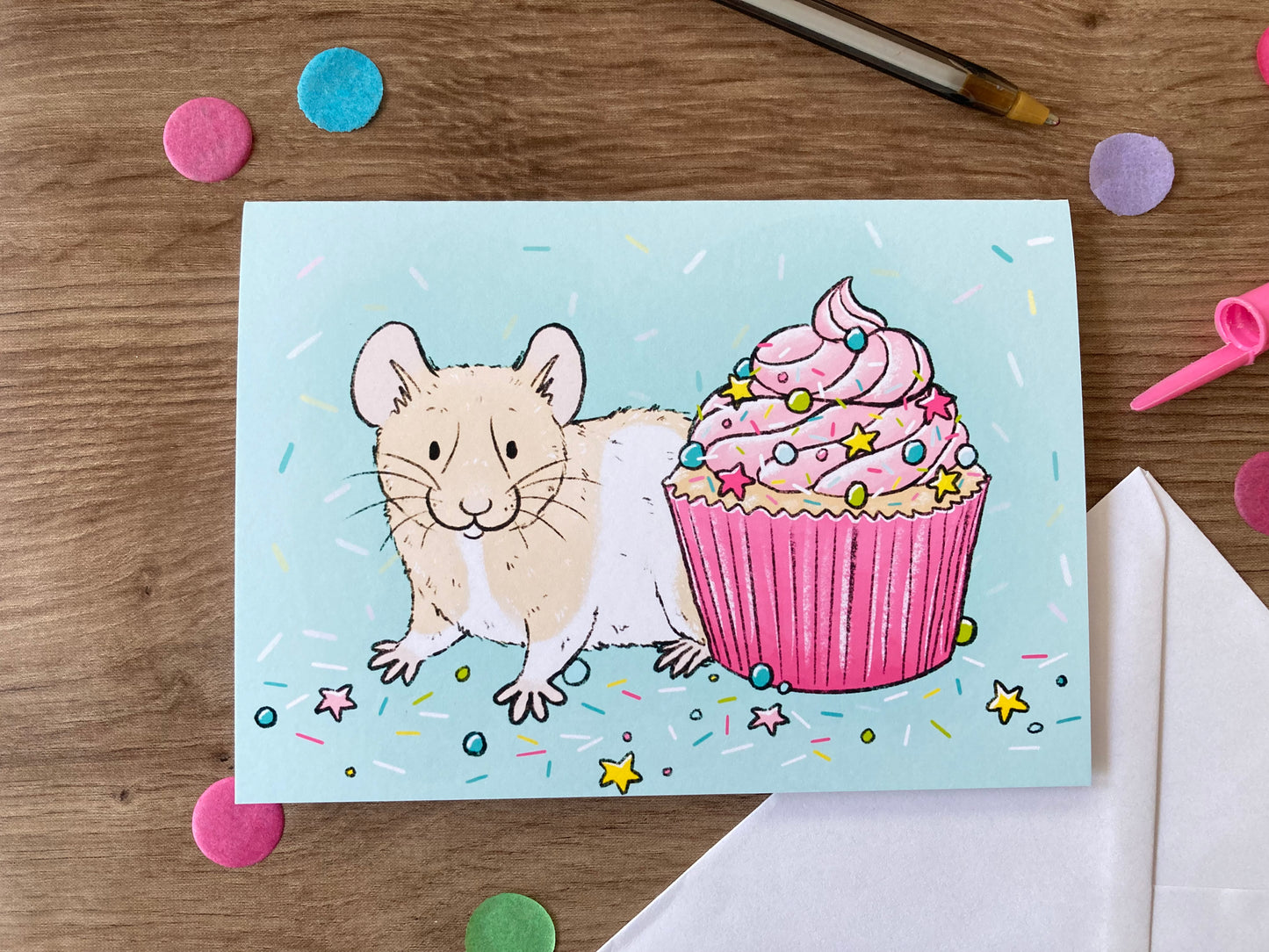 Cupcake Hamster | Hamster Blank Birthday Card | Hamster Birthday Gift