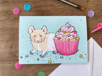 Cupcake Hamster | Hamster Blank Birthday Card | Hamster Birthday Gift