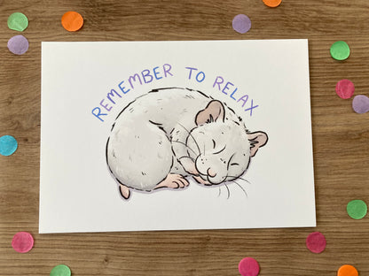 Remember To Relax | Hamster Art Print | Positivity Series | Cute Hamster Artwork