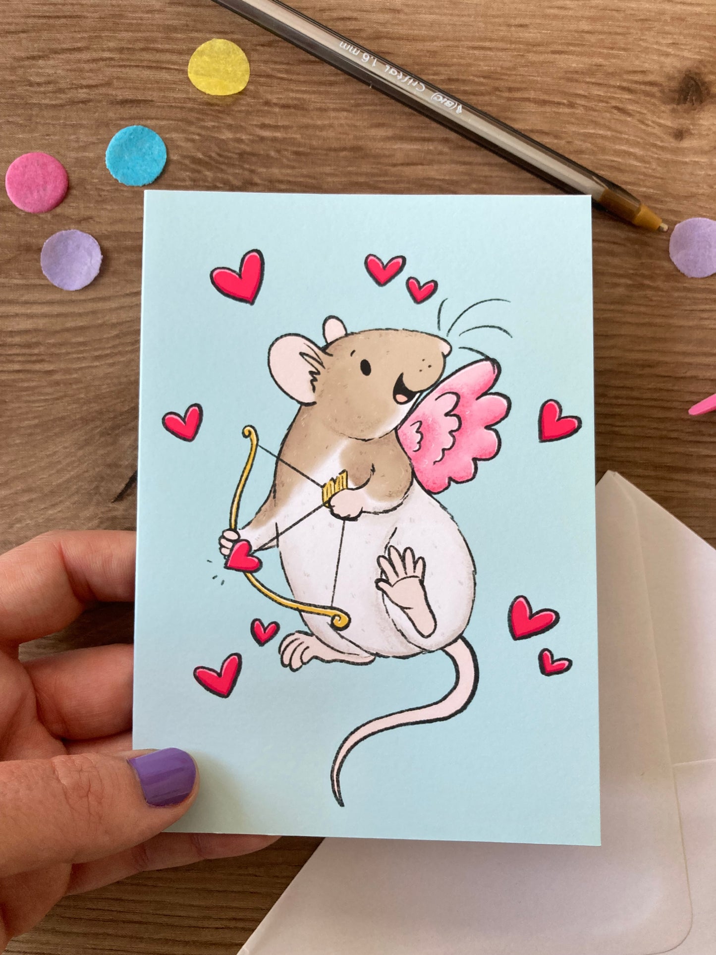 Cupid Rat | Cute Rat Blank Greeting Card | Fancy Rat Gift