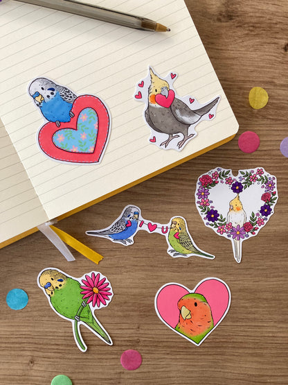 Love Bird Stickers | Set Of 6 pet Bird Stickers | Bird Gift