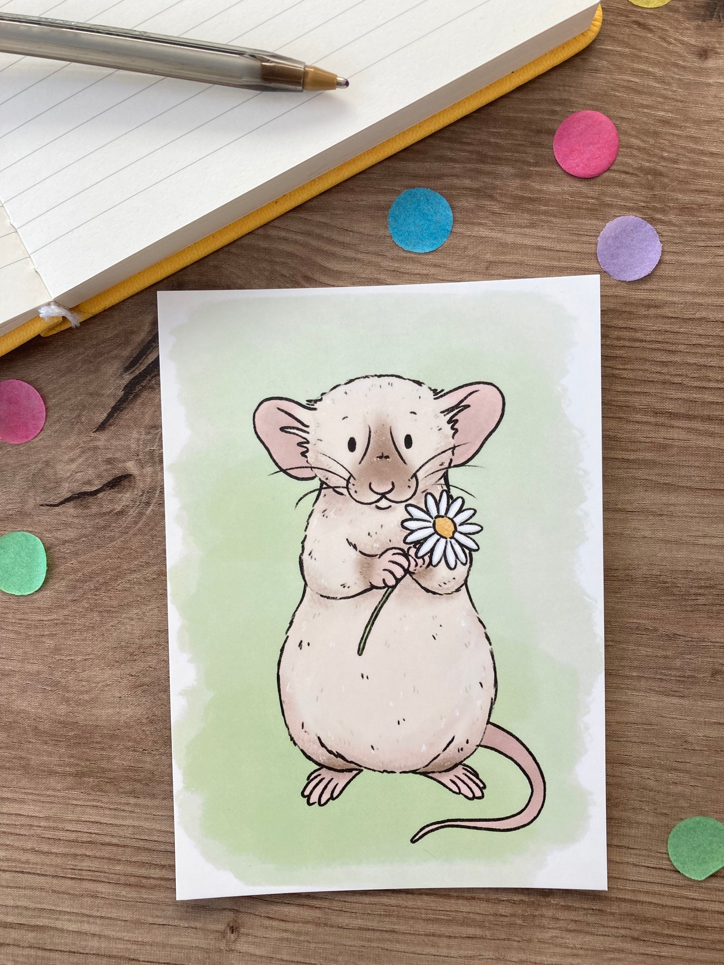 Daisy Rat | Spring Rat A6 Post Card | Rat Gift