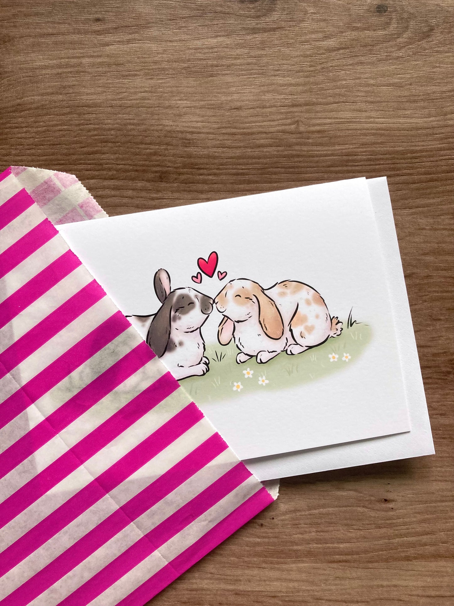Bunny Kisses | Cute A6 Rabbit Greeting Card | Bunny Valentine's Card