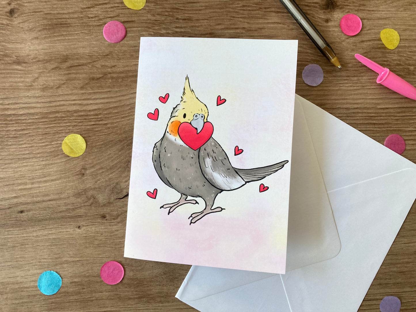 You Stole My Heart | Cockatiel Blank Greeting Card | Cockatiel Valentines Card