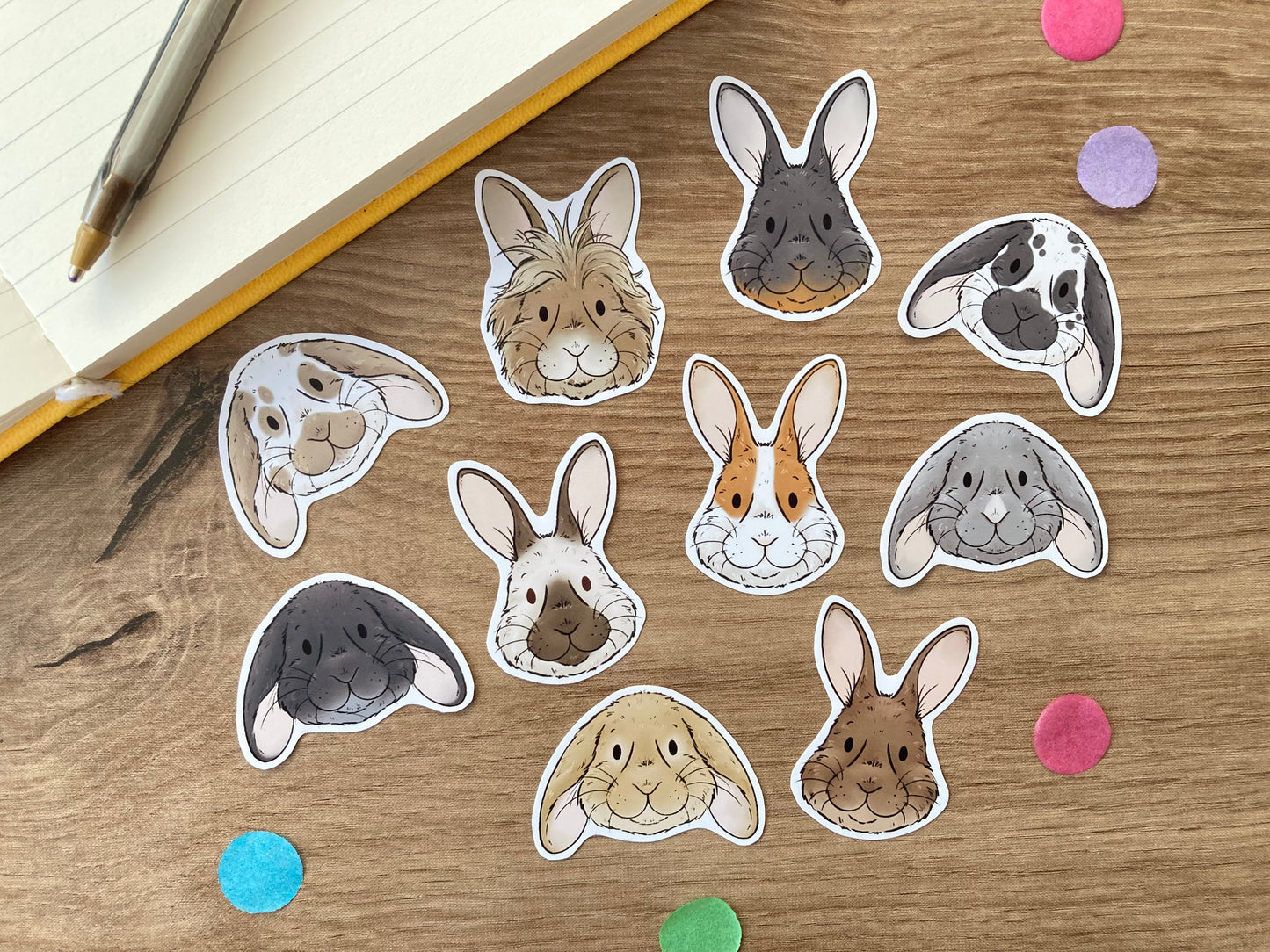 Bunny Faces Sticker Faces | Pack of 10 Cute Bunny Stickers