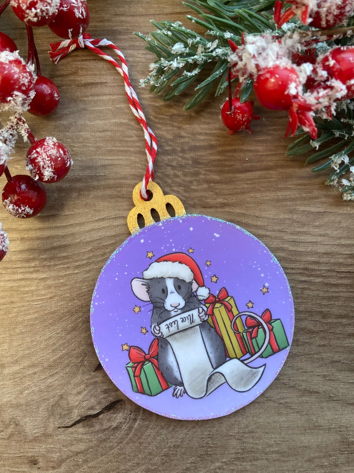 Nice List | Cute Rat Christmas Tree Bauble