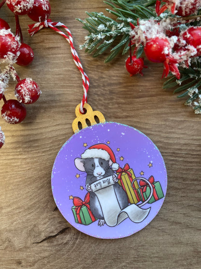 Nice List | Cute Rat Christmas Tree Bauble