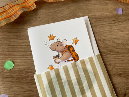 Autumn Adventures | Cute Autumn Rat Blank Greeting Card