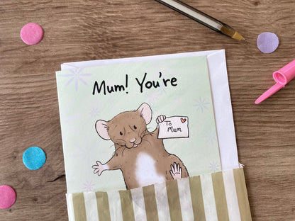 Mum! You're Rat-Tastic | Cute Rat Mothers Day Greeting Card | Rat Mum Gift