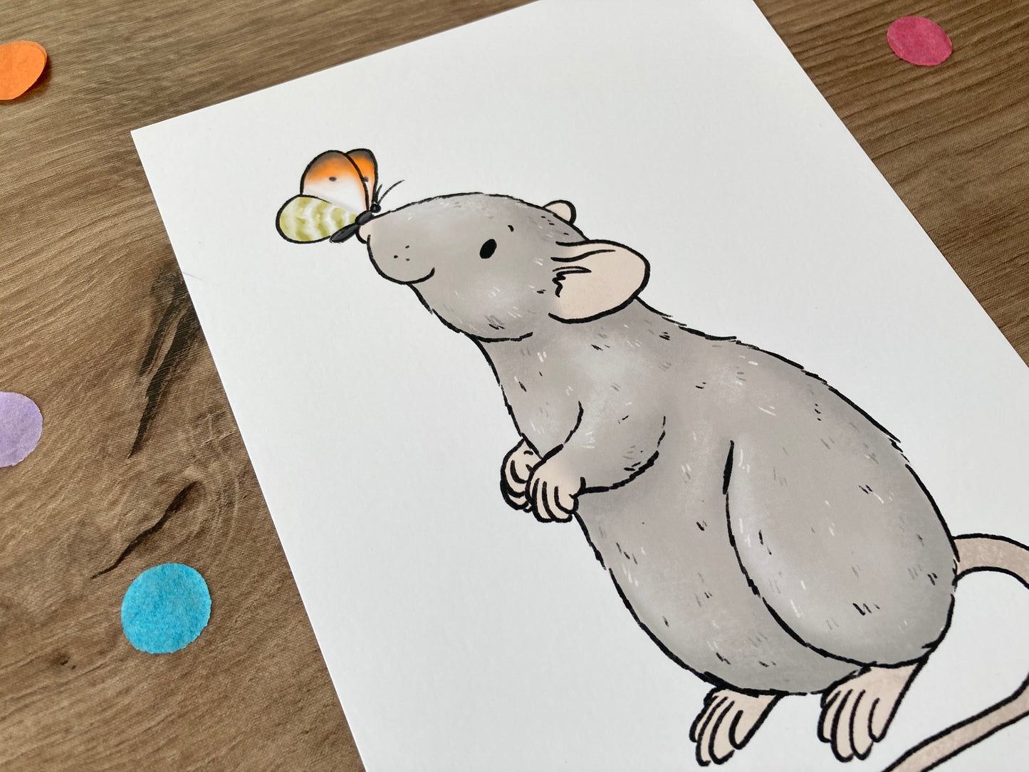 Butterfly Rat | Spring Rat Art Print | Cute Rat Artwork