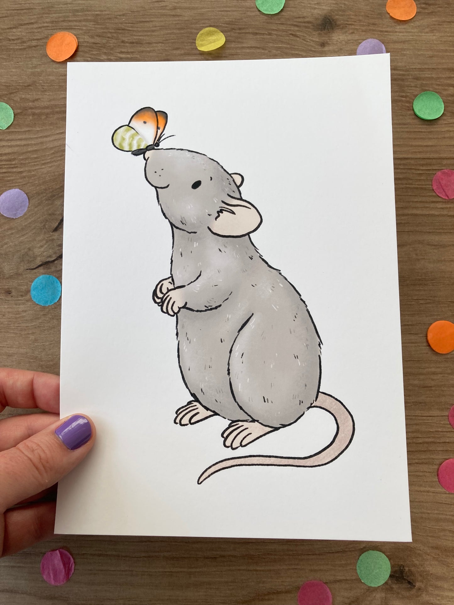 Butterfly Rat | Spring Rat Art Print | Cute Rat Artwork