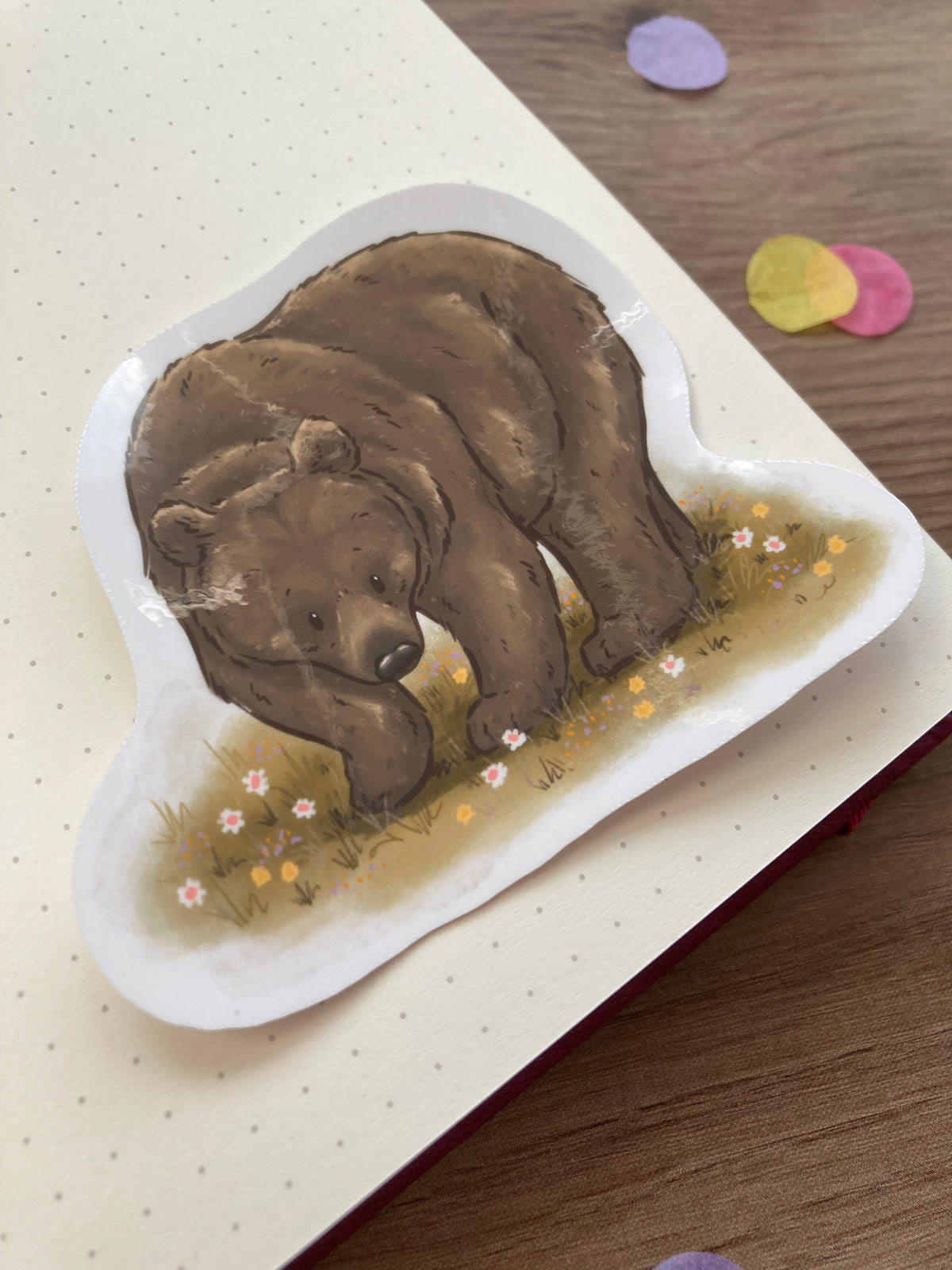 Autumn Bear Vinyl Sticker | Wildlife Art | Brown Bear Gift
