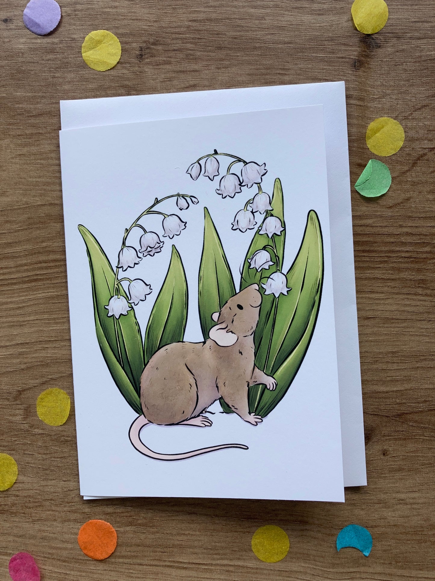 Lily Of The Valley Rat Greeting Card | Flower Rat A6 Greeting Card