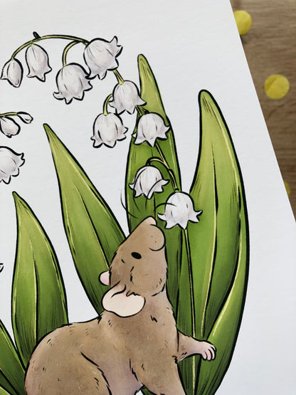 Lily Of The Valley Rat Art Print | Flower Rat Wall Art