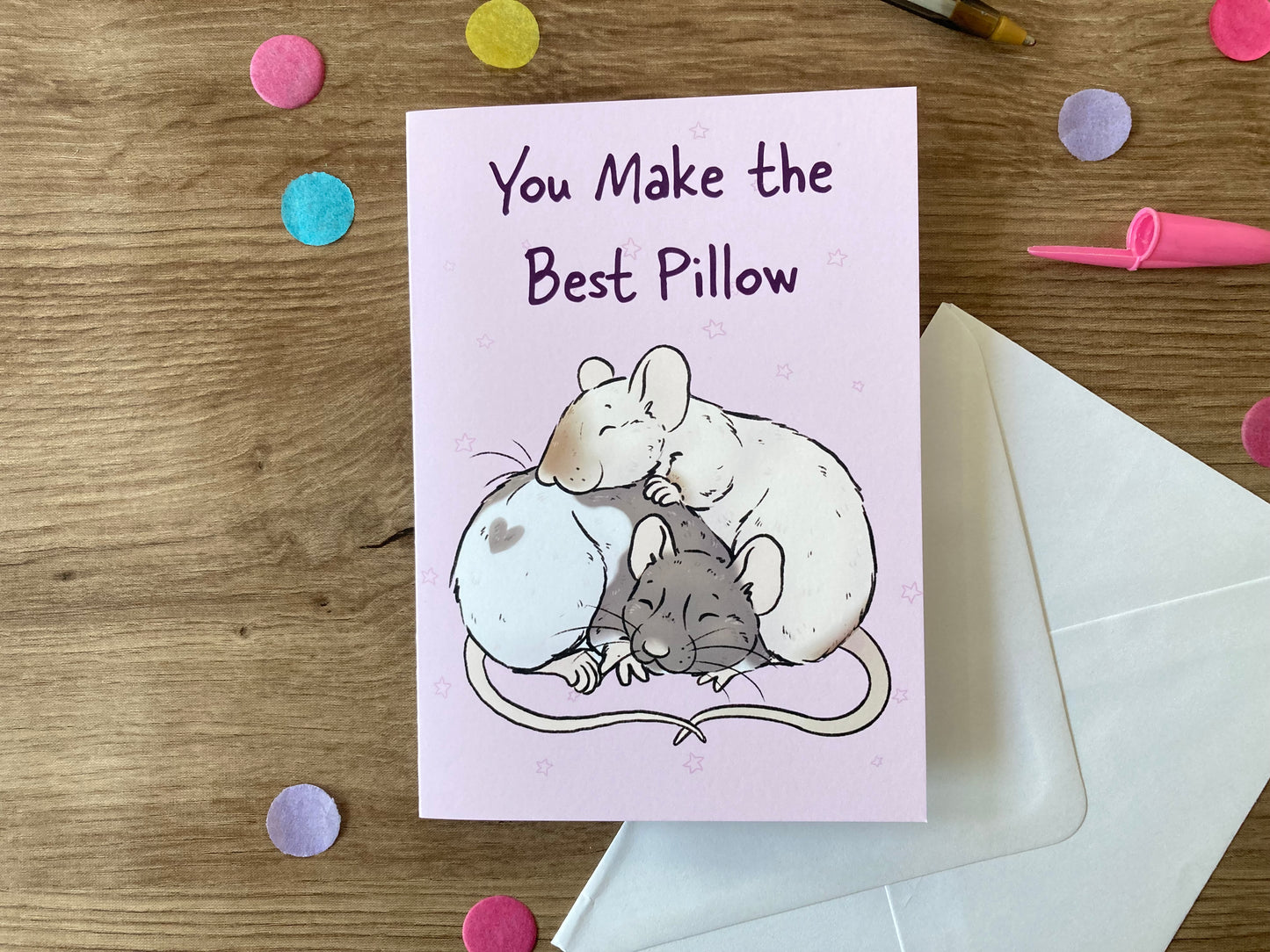 You Make The Best Pillow | Sweet Rat Valentines Day Card | Cute Rat Gift