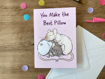 You Make The Best Pillow | Sweet Rat Valentines Day Card | Cute Rat Gift