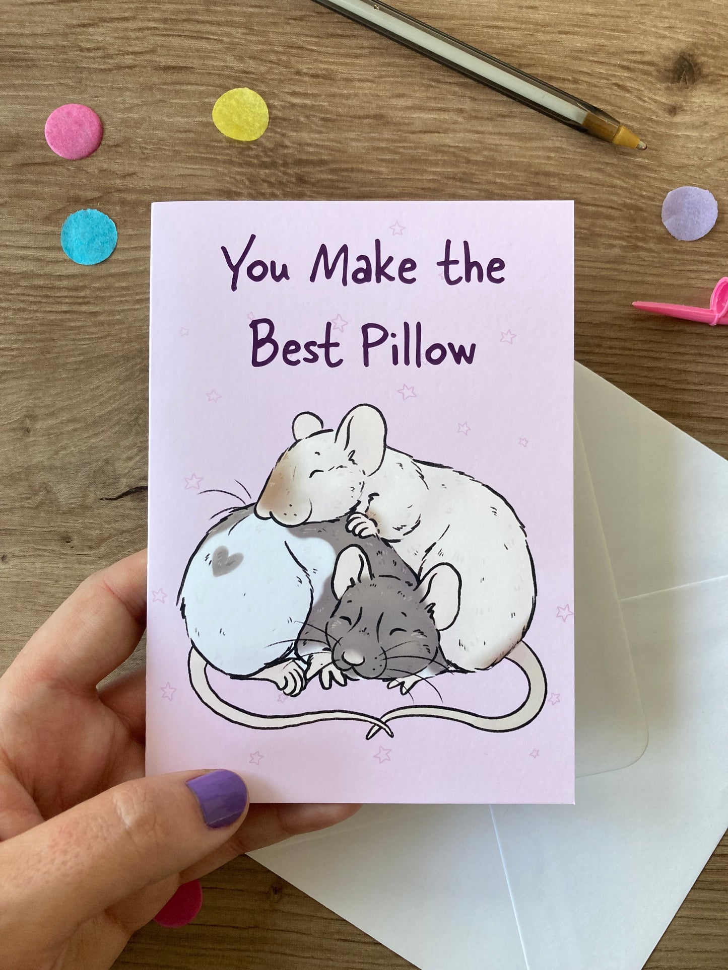 You Make The Best Pillow | Sweet Rat Valentines Day Card | Cute Rat Gift