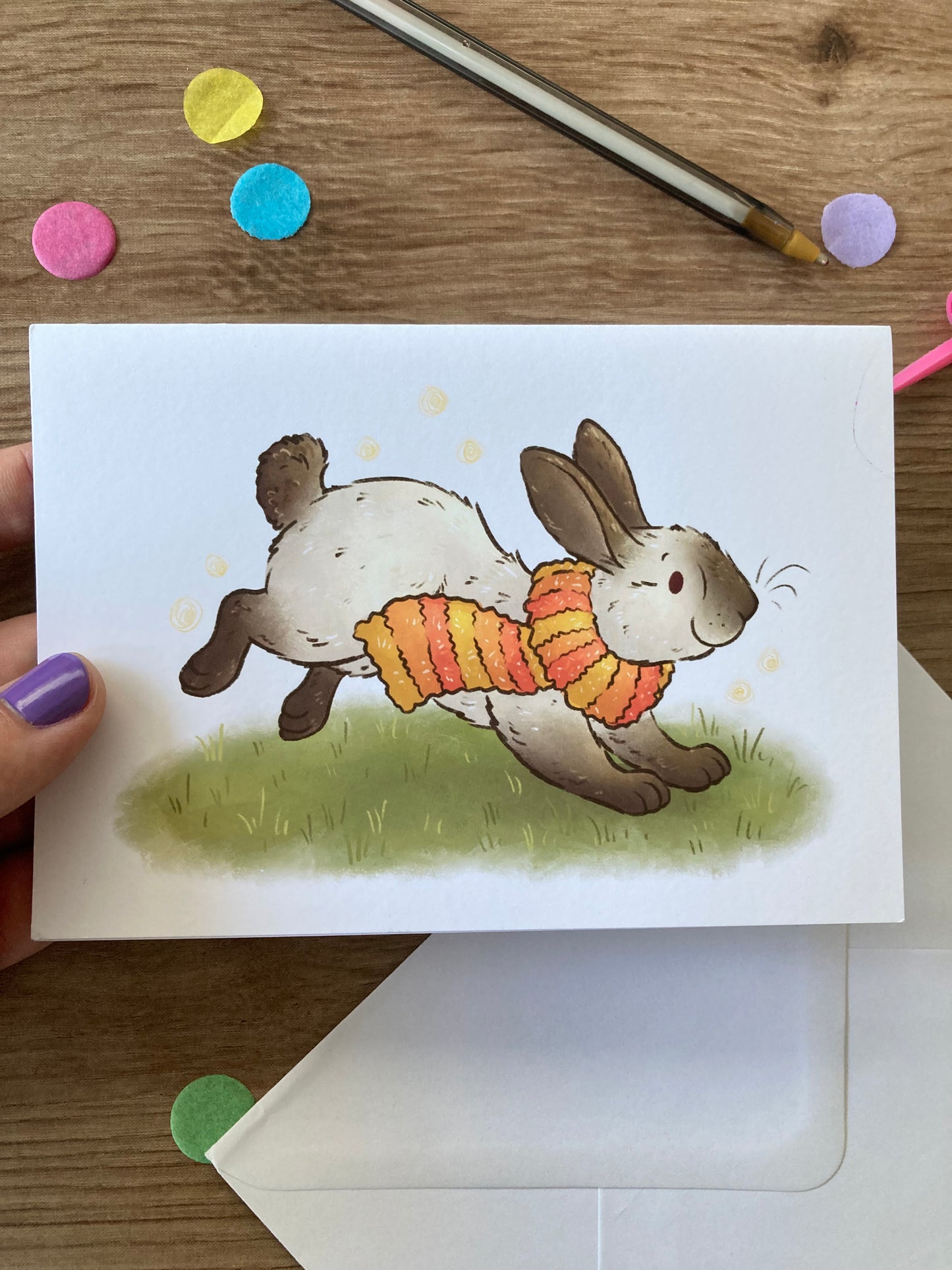 Autumn Bunny | Cute Rabbit Greeting Card | Autumn Animal Blank Greeting Card