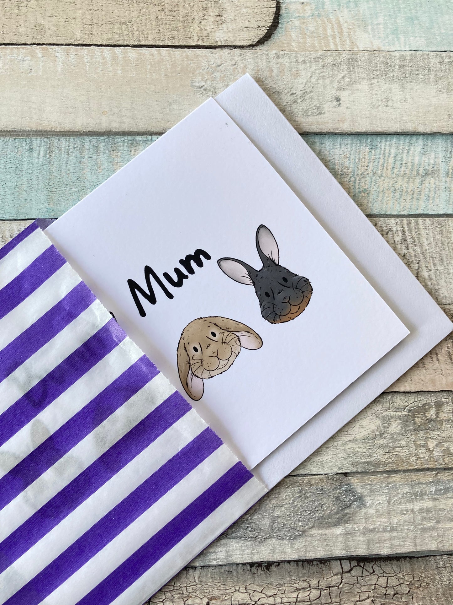 Bunny Mum A6 Blank Greeting card, Cute Pet Rabbit Gift Card, Rabbit Lover Gift