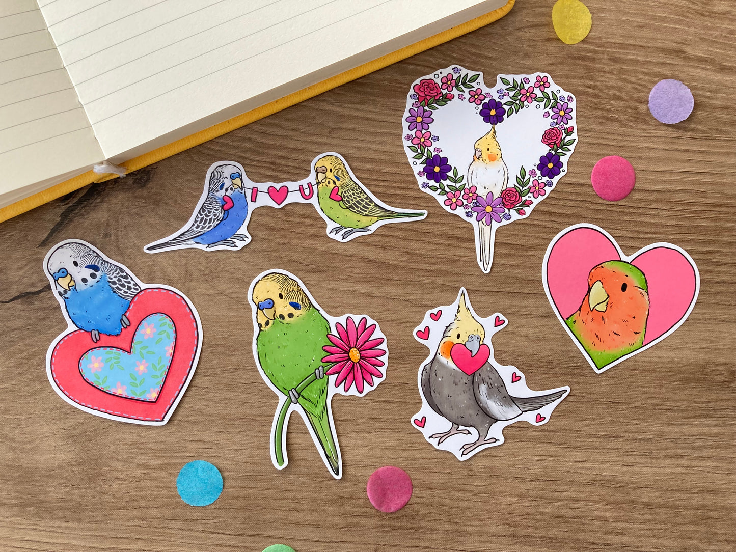 Love Bird Stickers | Set Of 6 pet Bird Stickers | Bird Gift