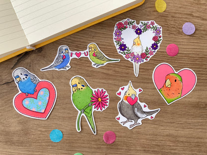 Love Bird Stickers | Set Of 6 pet Bird Stickers | Bird Gift