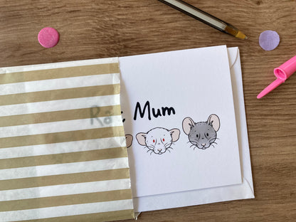 Rat Mum | Cute Rat Blank Greeting Card | Rat Mum Gift