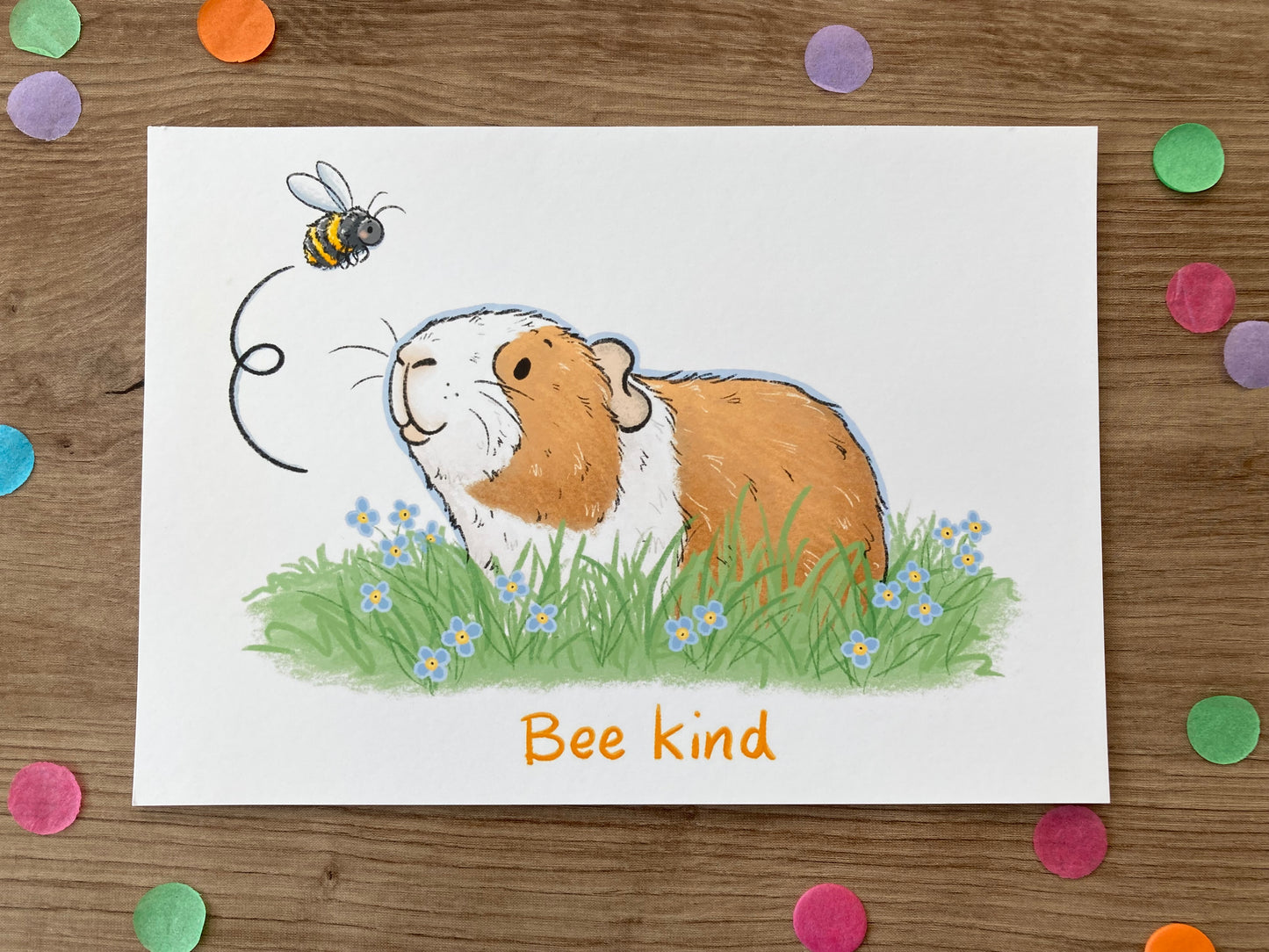 Bee Kind | Cute Guinea Pig Art Print | Guinea Pig Artwork