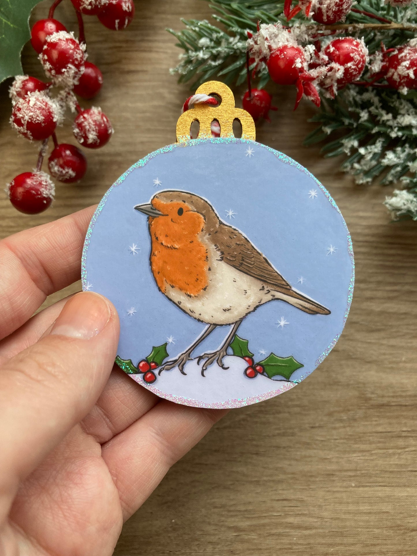 Little Robin | Cute Bird Christmas Tree bauble