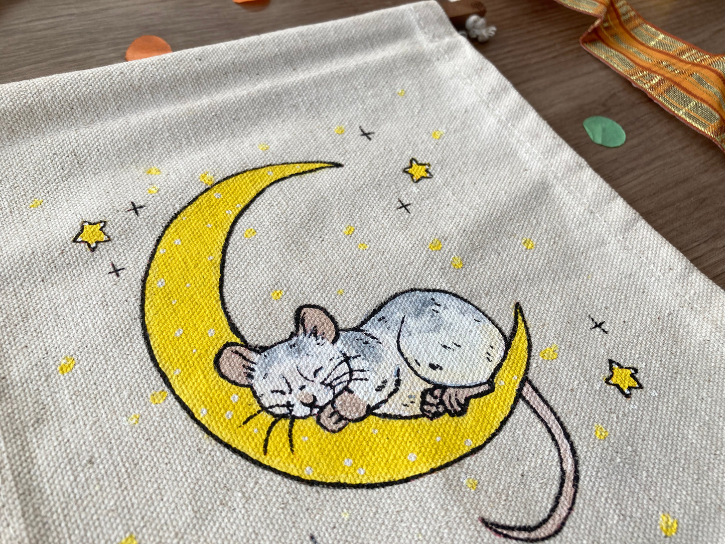 Moon Rat | Original Painting | Hand painted Rat Banner | OOAK