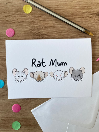 Rat Mum | Cute Rat Blank Greeting Card | Rat Mum Gift