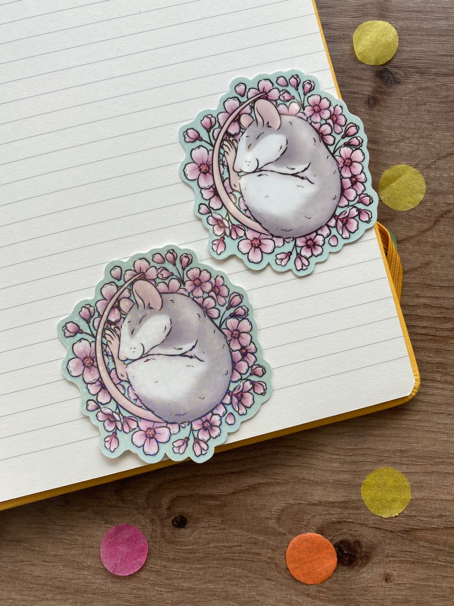 Cherry Blossom Rat Vinyl Sticker | Glossy or Holographic Vinyl Rat Sticker