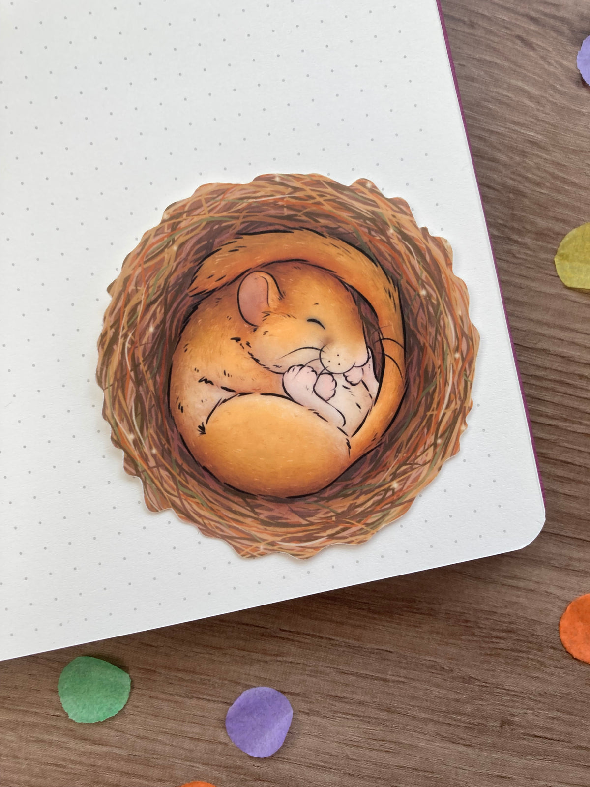 Sleepy Dormouse Vinyl Sticker | Mouse Art | Wildlife Gift