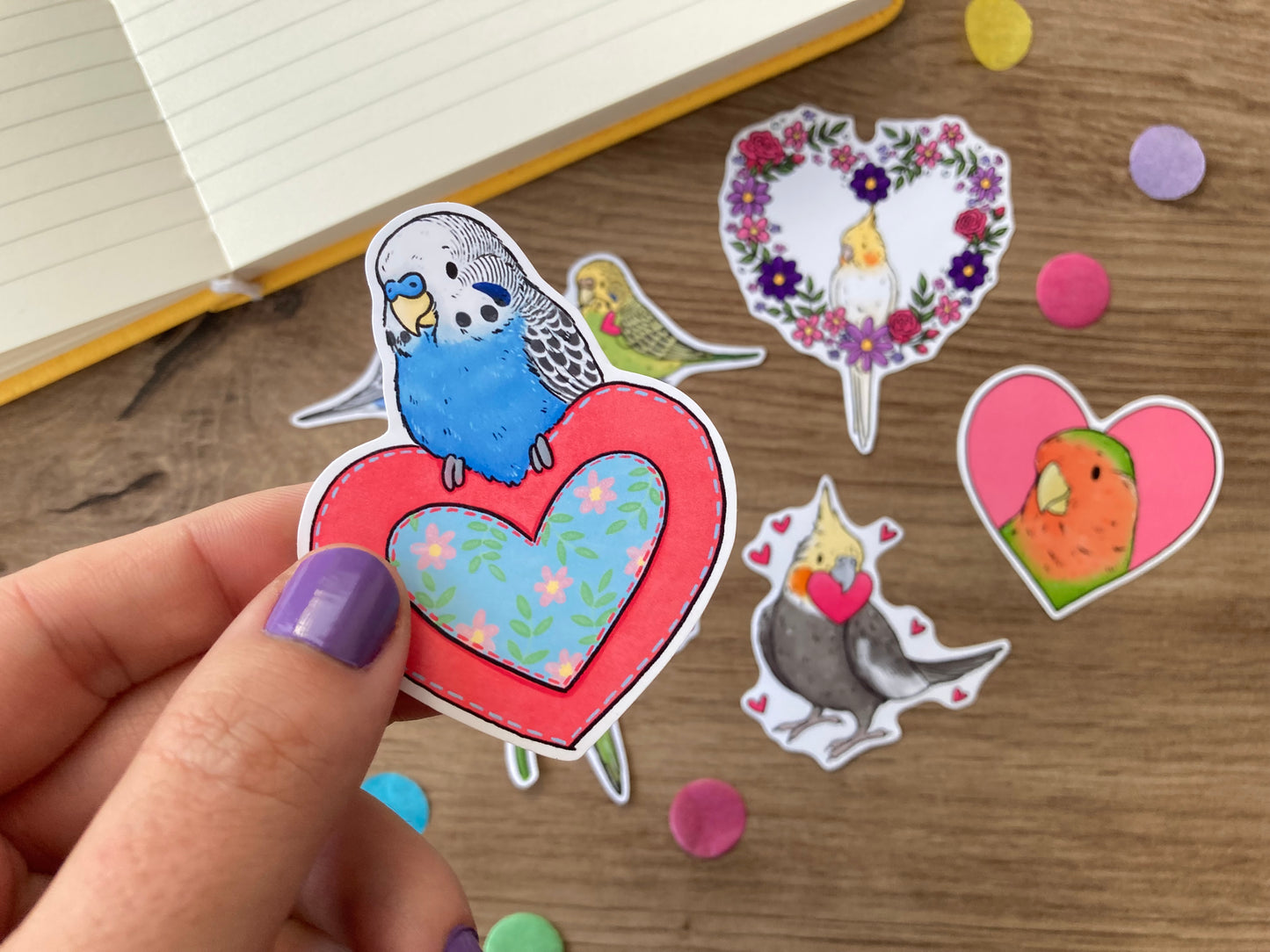 Love Bird Stickers | Set Of 6 pet Bird Stickers | Bird Gift