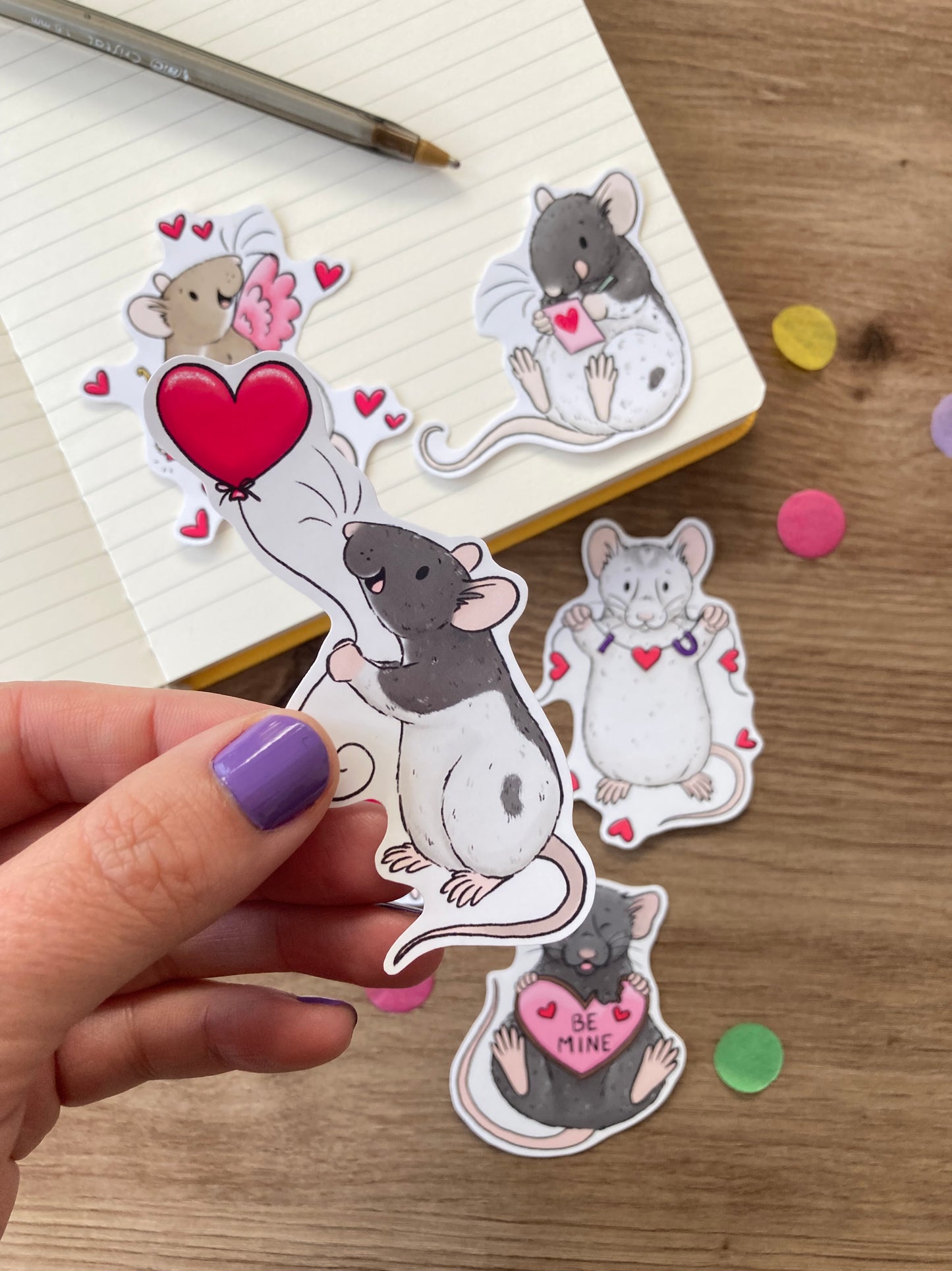 Love Rat Stickers | Set Of 6 Pet Rat Stickers