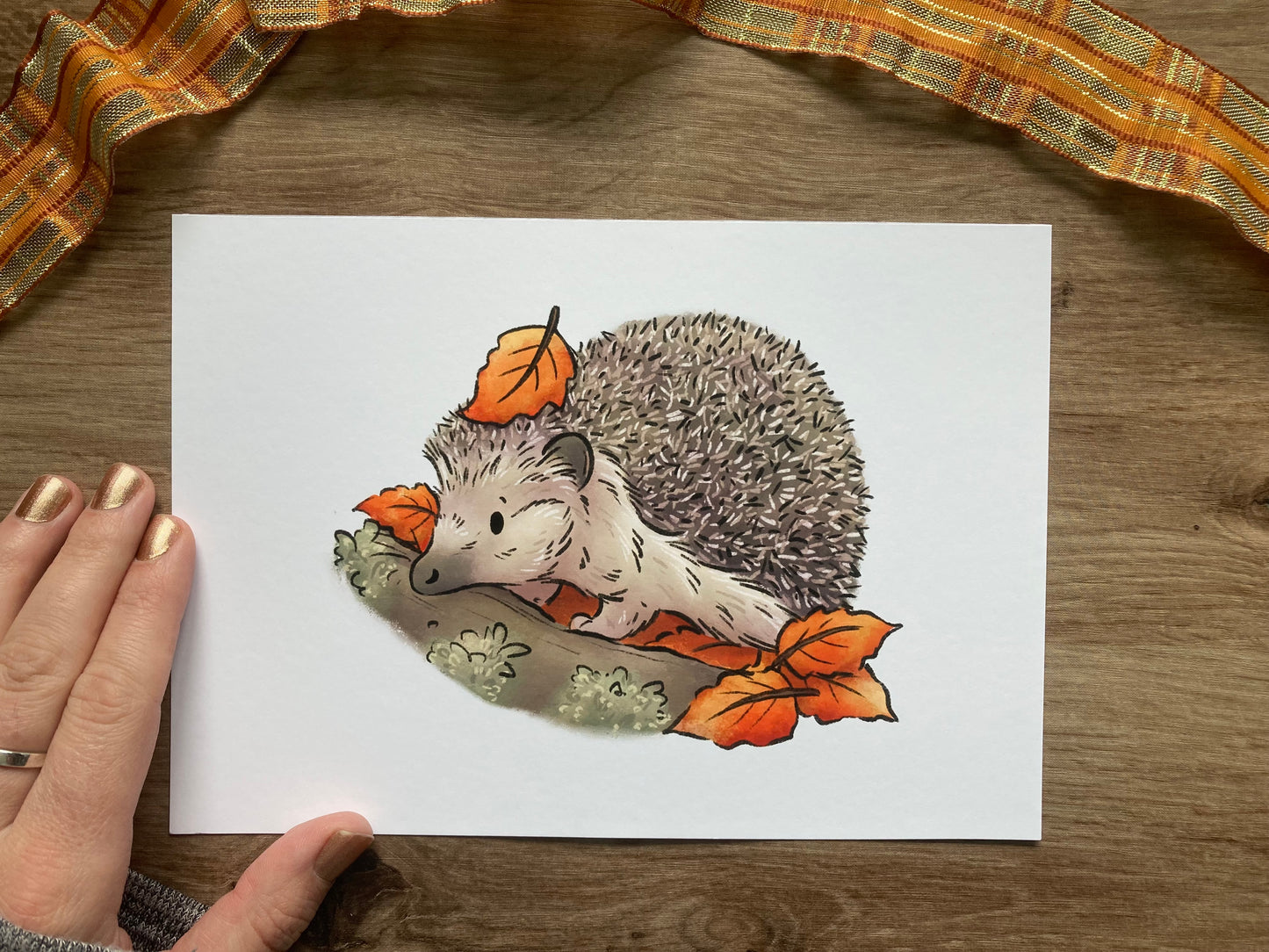 Autumn Hedgehog Artwork | Cute Autumn Hedgehog Art Print