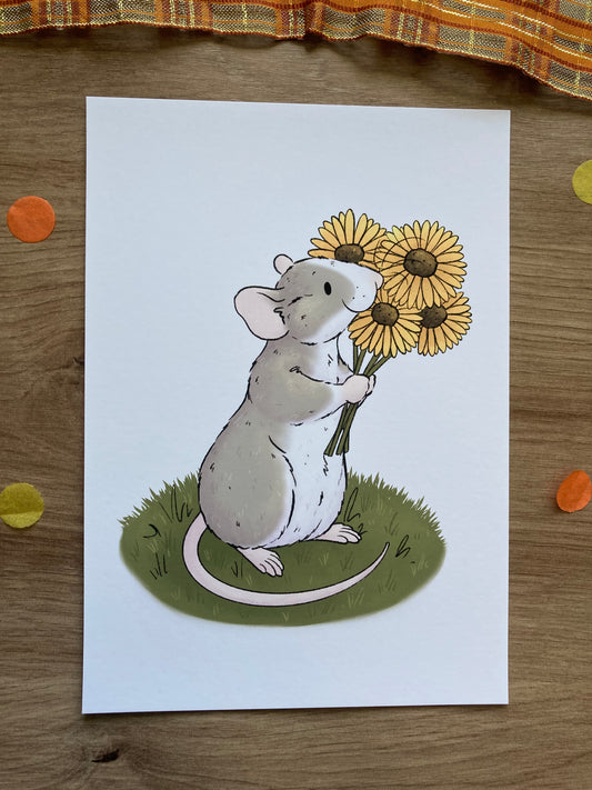 Sunshine ratty art print | Cute Rat Art Print | Autumn Rat Artwork
