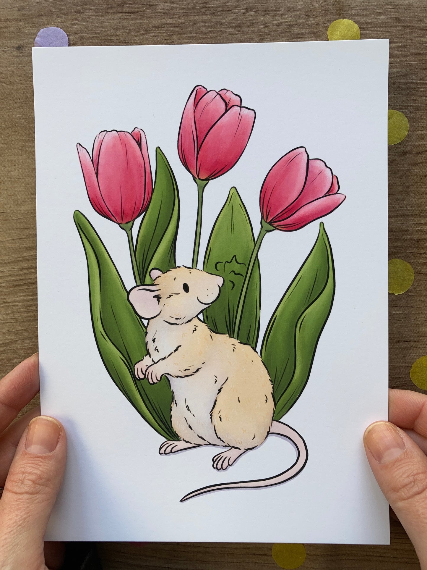 Tulip Rat Art Print | Flower Rat Wall Art