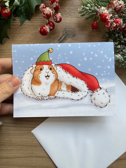 Santa's Little Helper | A6 Guinea Pig Christmas Card