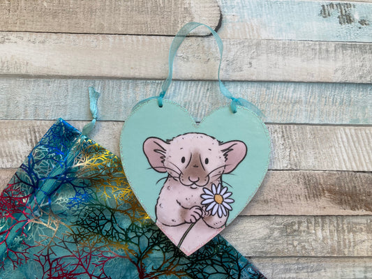 Daisy Rat | Cute Rat Hanging Heart Decoration | Fun Rat Valentines Day Gift