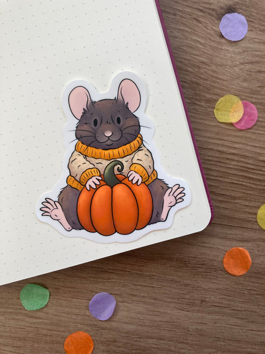 Pumpkin Hamster Vinyl Sticker | Autumn Animal Art | Hamster Gift