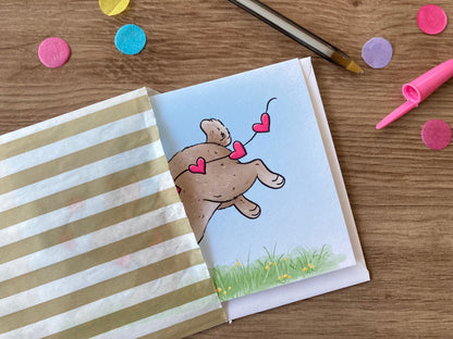 Bunny Love | Cute Rabbit Love Card | Heart Bunny Blank Greeting Card