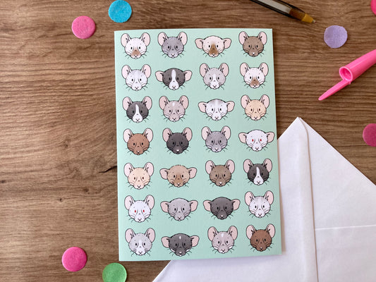 Ratty Faces | Cute Rat Blank Greeting Card | Rat Gift