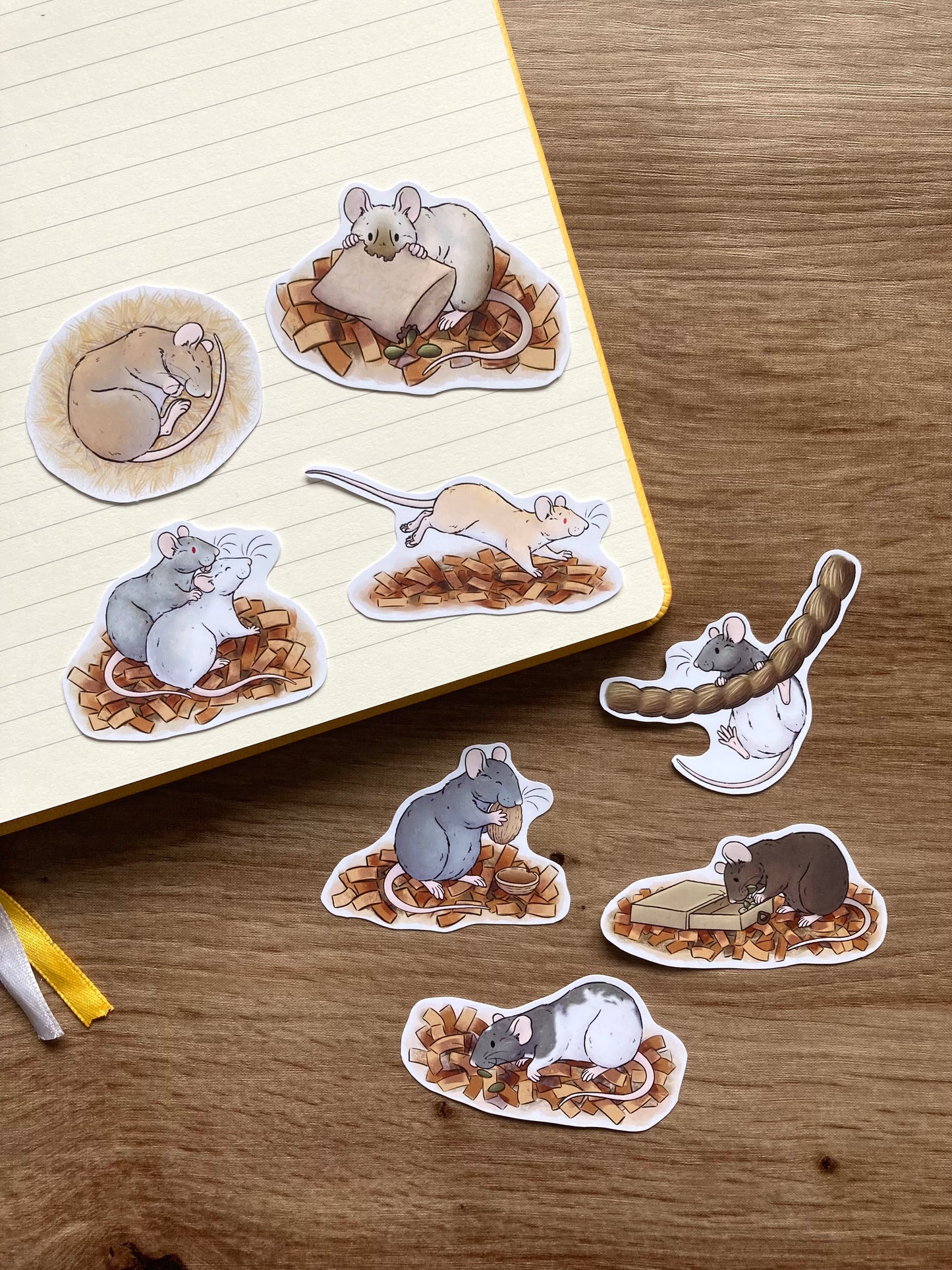 Rat Behaviour Sticker Pack | Pack Of 8 Glossy Rat Stickers
