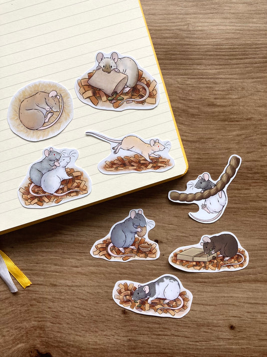 Rat Behaviour Sticker Pack | Pack Of 8 Glossy Rat Stickers
