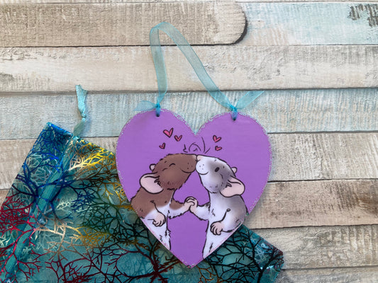 Dumbo Kisses | Cute Rat Hanging Heart Decoration | Rat Valentines Day Gift