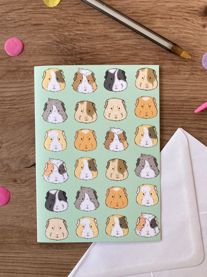 Guinea Pig Faces | Cute Guinea Pig Blank Greeting Card | Guinea Pig Gift
